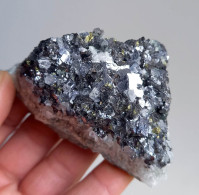 #Z45 GALENIT Mit Chalkopyrit Kristalle (Nikolaevskoye Mine, Dalnegorsk, Primorskiy Kray, Russland) - Mineralien