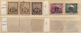 Tschechoslowakei 1919/22 MiNr.: P4; P9; P15b; P16b 5 Marken Porto Doplatit Scott: J14; J19; 121; 124 YT: T14; T19; T20A; - Postage Due