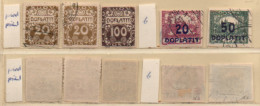 Tschechoslowakei 1919/22 MiNr.: P4; P9; P15b; P16b 5 Marken Porto Doplatit Scott: J14; J19; 121; 124 YT: T14; T19; T20A; - Strafport