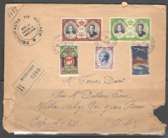 Monaco. Stamps Sc. 280, 318, 337, 369-370 On Registered Letter, Sent From Monte-Carlo, Monaco On 9.06.1956 To Cap-d'Ail - Cartas & Documentos