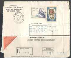 Monaco. Stamps Sc. 591, C55 On Registered Letter, Sent From Monte-Carlo, Monaco On 22.12.1964 - Covers & Documents