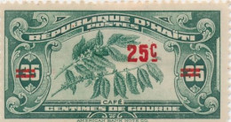 Haiti 1939 Michel 278 Scott 337 25c On 35c Deep Green  "Coffee Beans And Flowers": Surcharged In Red - ON HINGE - Haïti