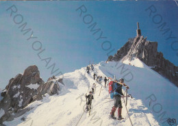 CARTOLINA  L'AIGUILLE DU MIDI M.3842,ALVERNIA-RHONE-ALPES,FRANCIA-MASSIF DU MONT BLANC-DEPART POUR LA VALLEE-VIAG 1987 - Rhône-Alpes