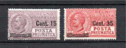 Italy 1927 Old Set Overprinted Pneumatica-stamps (Michel 268/69) Nice MLH - Rohrpost