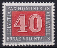 MiNr. 451 Schweiz 1945, 9. Mai. Waffenstillstand In Europa - Postfrisch/**/MNH Inschrift „Friede Den Menschen, Die - Unused Stamps