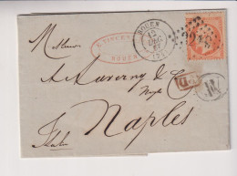 STORIA POSTALE ROUEN  PER NAPOLI 1867 - Napoli