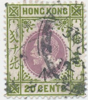 Hong Kong 1907-11 KEVII - 20c Olive Green & Violet | Olive Green & Lilac Used - Used Stamps