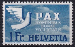MiNr. 455 Schweiz 1945, 9. Mai. Waffenstillstand In Europa - Postfrisch/**/MNH Friedenstaube - Unused Stamps
