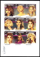 ST. VINCENT(1991) Madonna. Imperforate Proof Sheet Of 9 Mounted On Cartor S.A. Proof Card. Scott No 1501. - St.Vincent (1979-...)
