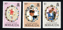 Bermudes, Bermuda, **, Yv 402 à 404, Mi 401 à 403, Sg 436 à 438, Mariage De Charles Et De Diana, - Bermudes