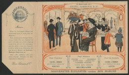 Publicités De Mode En 1911 Sous Forme D'enveloppe Pliable Illustrée Par A Chazelle, Ducès Sabourin à Bordeaux Voir Suite - Advertising