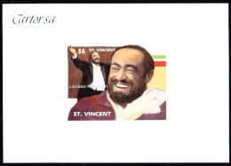 ST. VINCENT(1991) Pavarotti. Imperforate Proof Sheet Of S/S Mounted On Cartor S.A. Proof Card. Scott No 1505. - St.Vincent (1979-...)