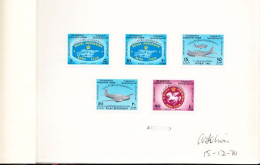 JORDAN(1973) Planes. Aero Club Emblem. Set Of 5 Proofs Mounted In Booklet With "APPROVED" Stamp, Signature And Date. Sco - Jordanie