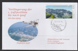 2019, Swissair, Erstflug, Vaduz - Geneve - Luchtpostzegels