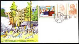 INDIA(1983) Disciples Of Gandhi. FDC With Thematic Cancel. Quit India Resolution. Scott Nos 1022-4, Yvert Nos 766-8. - FDC