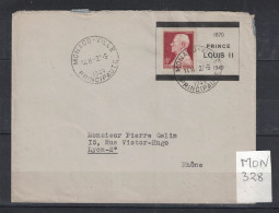 Monaco 1949 - Yvert 305B Sur Enveloppe Porte-timbre Pour Le Deuil De Louis II De Monaco - Storia Postale