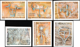Monaco 1989 Y&T 1663 à 1668. Non Dentelés. Inscriptions Rupestres Du Parc Du Mercantour - Prehistory