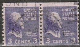 USA 1938  Mi-Nr.414 Paar O Gestempelt Rollenmarke Thomas Jefferson ( U 76) Günstige Versandkosten - Francobolli In Bobina