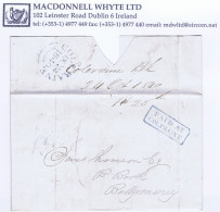 Ireland Uniform Penny Post Derry 1840 Letter To Ballymoney Prepaid "1" With Boxed PAID AT/COLERAINE In Blue - Prephilately