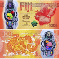 Fiji 2023 ( China Dragon) 100 Cents Commemorative Poylmer Banknote 2024  Banknotes - Cina