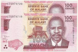 MALAWI - 2 X 100 Kwacha - 2020 ( 2022 ) - Pick: 65.e - Unc. - Série CT - Malawi