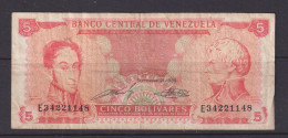 VENEZUELA - 1989 5 Bolivars Circulated Banknote As Scans - Venezuela