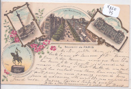 PARIS- CARTE PIONNIERE MULTIVUES- ECRITE EN 1899- SOUVENIR DE PARIS - Mehransichten, Panoramakarten