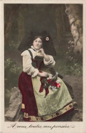 FOLKLORE - Costumes - Alsacienne - À Vous Toutes Mes Pensées - Fantaisie - Carte Postale Ancienne - Trachten