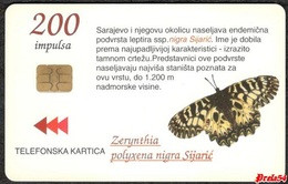 Bosnia Sarajevo -  PAPILLON ZERYNTHIA POLYXENA NIGRA SIJARIC, Used Chip Card - Bosnien