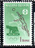 MALDIVES ISLANDS ISOLE MALDIVE BRITISH PRETOCTARATE 1960 OLYMPIC GAMES ROME BASKETBALL 1r MLH - Malediven (...-1965)