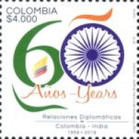 COLOMBIA 2019 60TH ANNIVERSARY OF DIPLOMATIC RELATIONS WITH INDIA SINGLE STAMP MNH - Joint Issues