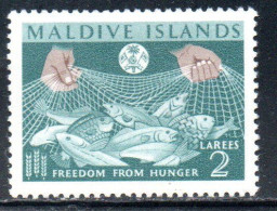 MALDIVES ISLANDS ISOLE MALDIVE BRITISH PROTECTORATED 1963 FAO FREEDOM FROM HUNGER 2L MLH - Maldivas (...-1965)