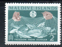 MALDIVES ISLANDS ISOLE MALDIVE BRITISH PROTECTORATED 1963 FAO FREEDOM FROM HUNGER 2L  MNH - Maldives (...-1965)