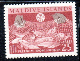 MALDIVES ISLANDS ISOLE MALDIVE BRITISH PROTECTORATED 1963 FAO FREEDOM FROM HUNGER 25L  MNH - Maldivas (...-1965)