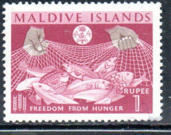 MALDIVES ISLANDS ISOLE MALDIVE BRITISH PROTECTORATED 1963 FAO FREEDOM FROM HUNGER 50L MLH - Maldivas (...-1965)