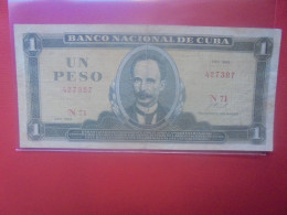 CUBA 1 PESO 1969 Circuler  (B.32) - Kuba