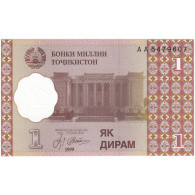 Billet, Tajikistan, 1 Diram, 1999-2000, Undated (1999-2000), KM:10a, NEUF - Tajikistan