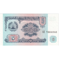 Billet, Tajikistan, 5 Rubles, KM:2a, NEUF - Tagikistan