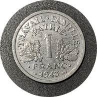 Monnaie France - 1943 - 1 Franc Francisque Aluminium-magnésium, Légère (1,3g) - 1 Franc