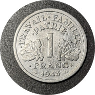 Monnaie France - 1943 - 1 Franc Francisque Aluminium-magnésium, Légère (1,3g) - 1 Franc