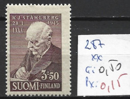 FINLANDE 287 ** Côte 0.50 € - Unused Stamps