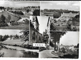 Delcampe - USSEL (19) Multivues Groupe Scol J. Jaurès, Collégiale, Bords Diège, Route De Tulle, Ed. Théojac, Cpsm  GF, Envoi 1959 - Ussel