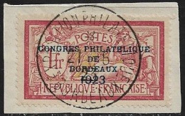 FRANCE N°182 "Expo Phila. Bordeaux" S/Fragment Oblitéré Expo. 1923 - Signé Scheller - TBC - TTB - - Oblitérés