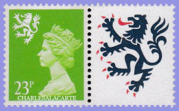 GREAT BRITAIN 1989  SCOTLAND   LITHO QUESTA 23p. GREEN  2B + LION LABEL  SG S 68  U.M. - Schotland