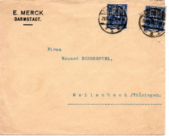 61688 - Deutsches Reich - 1922 - 2@6M Posthorn (perfin "EM") MiF A Bf DARMSTADT -> Mellenbach - Lettres & Documents