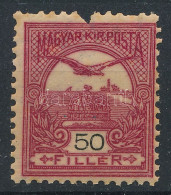 ** 1904 Turul 50f Sötétborvörös Bélyeg Fordított Vízjellel!!! 3. Vízjelállás (180.000) / Mi 85b, Watermark Position: 3 ( - Altri & Non Classificati