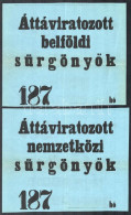 187. (?) 2 Db Kék Színű Távirati Gyűjtőcsomag-fedlap Belföldii és Nemzetközi Sürgönyökhöz (eddig Ismeretlen Távirati Nyo - Otros & Sin Clasificación