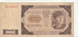 Billet POLONAIS De 500 ZLOTYCH   1948   RARE - Pologne