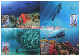 LIBYA 1984 Scuba Diving Apnea Apnoea Archaeology Watersports (4 Maximum-cards) - Immersione