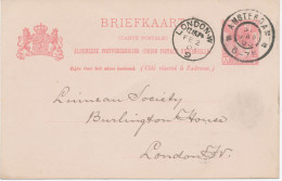 NIEDERLANDE / GB 1903 5 Ct Königin Wilhelmina GA-Postkarte Mit Privater Zudruck Von Der Société Royale De Zoologie NATUR - Inventeurs & Scientifiques
